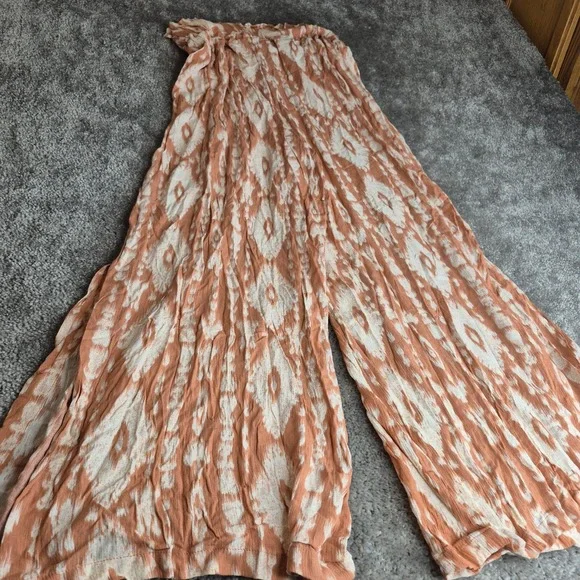 Vanilla Star Orange Ikat Wide Leg Palazzo Pants Womens Large Rayon Boho - Picture 3 of 9
